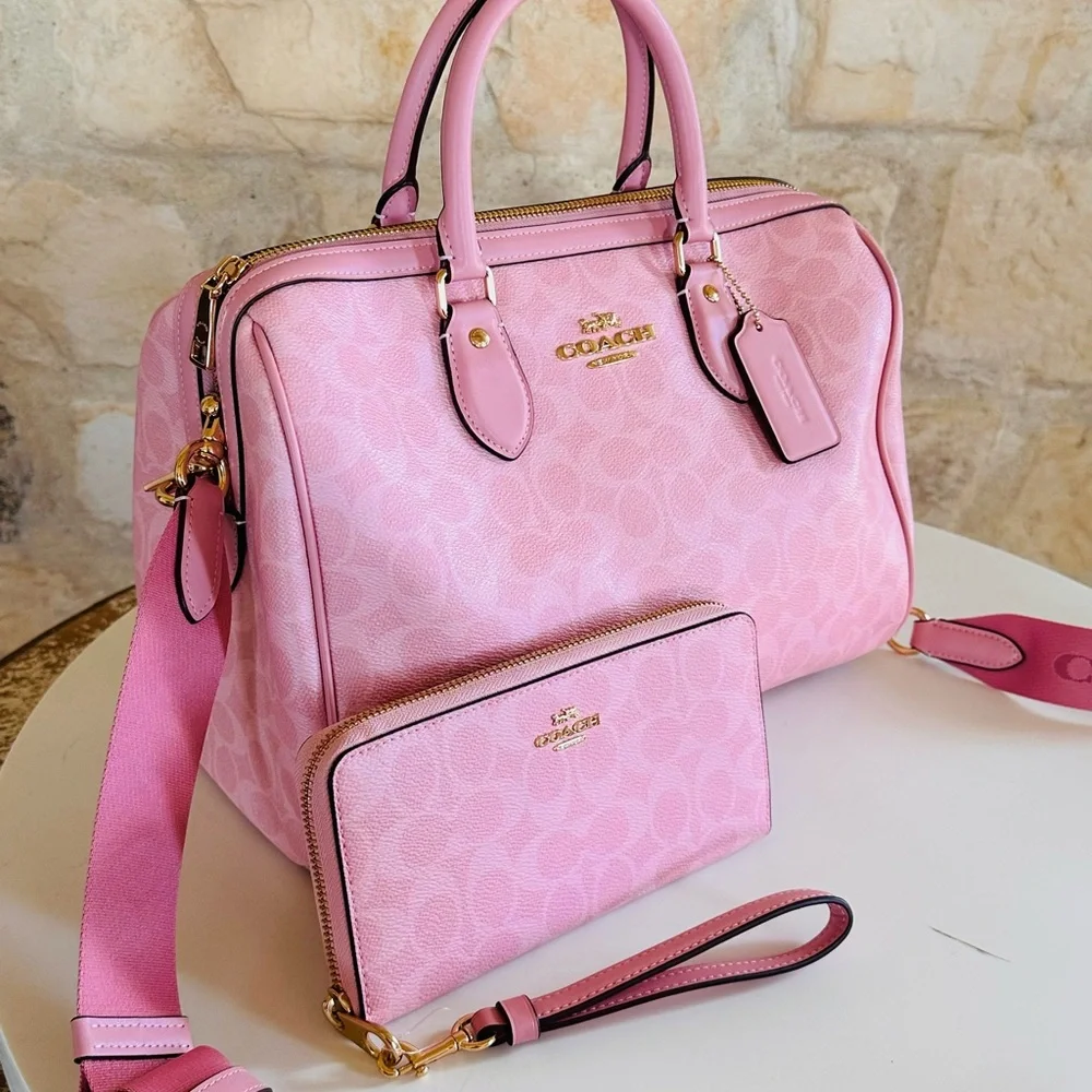 Coach large Rowan satchel  Pink Satchel and Wallet Set - Picture 2 of 15